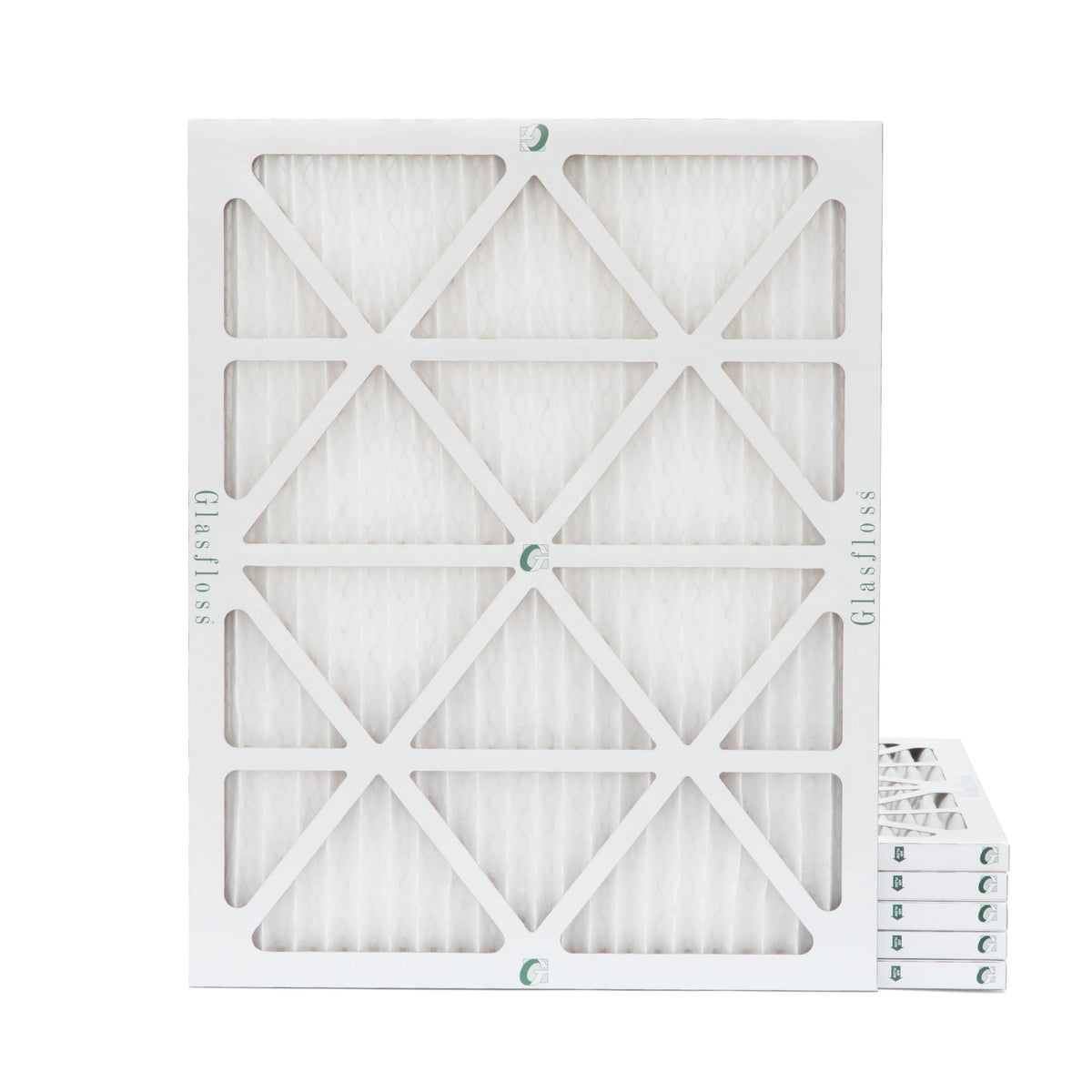 6 Pack of 18x20x1 MERV 13 Pleated Air Filters by Glasfloss. Actual Size: 17-1/2 x 19-1/2 x 7/8