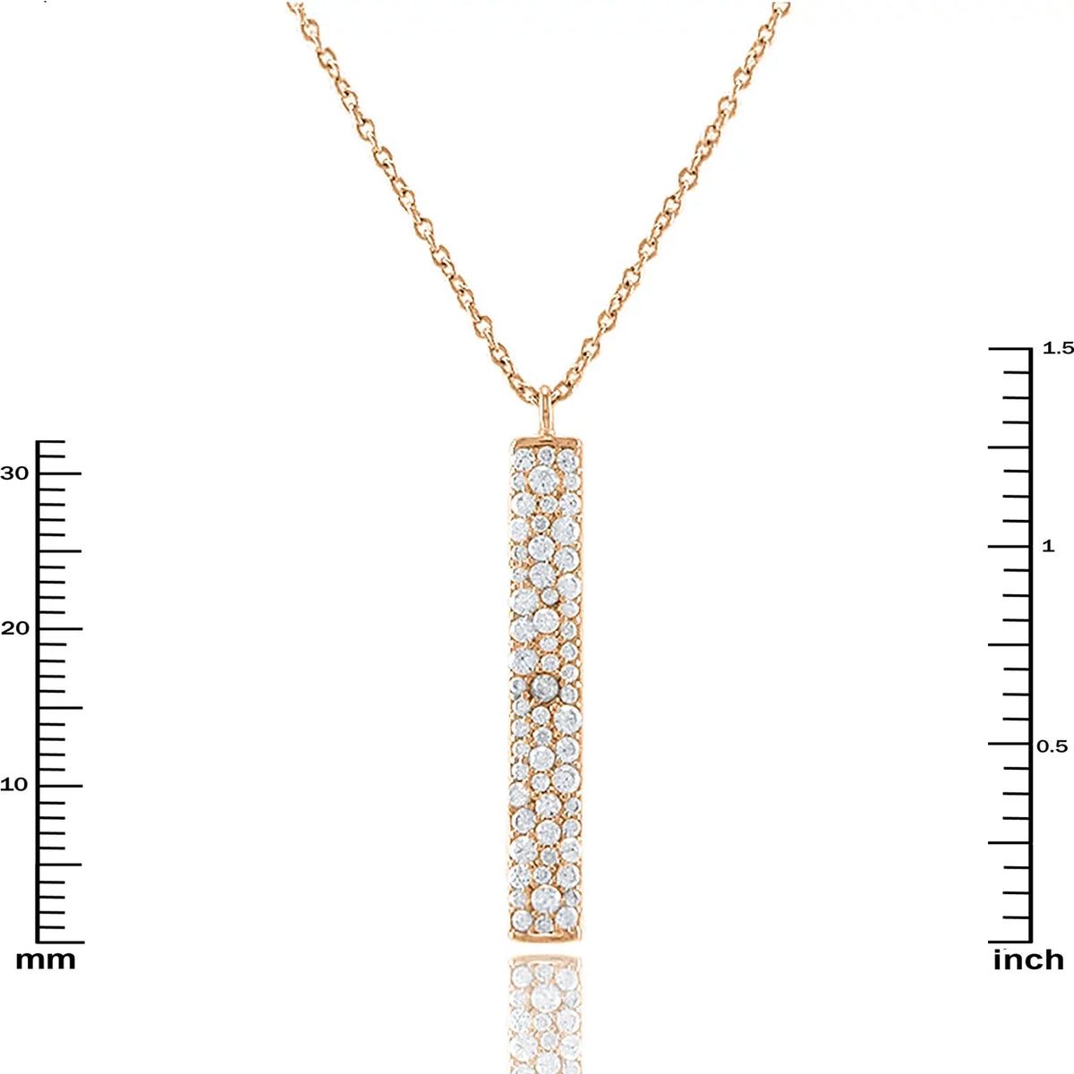 Blue Box Boutique Inc Rose Gold Plated Cubic Zirconia Accented Vertical Bar Pendant Necklace for Women, Teens