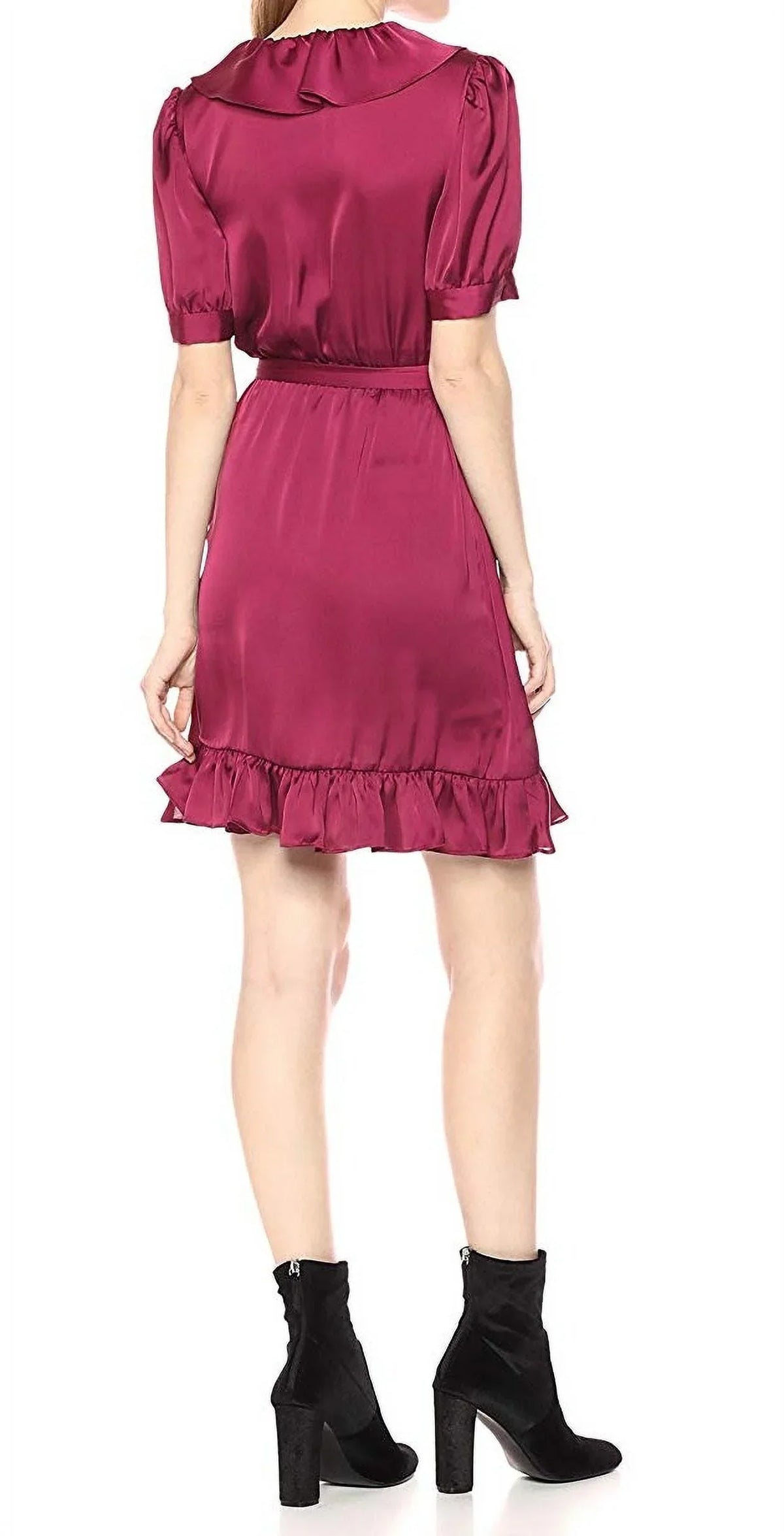 Jill Jill Stuart Women's Wrap Ruffle Dress (4, Wineberry)