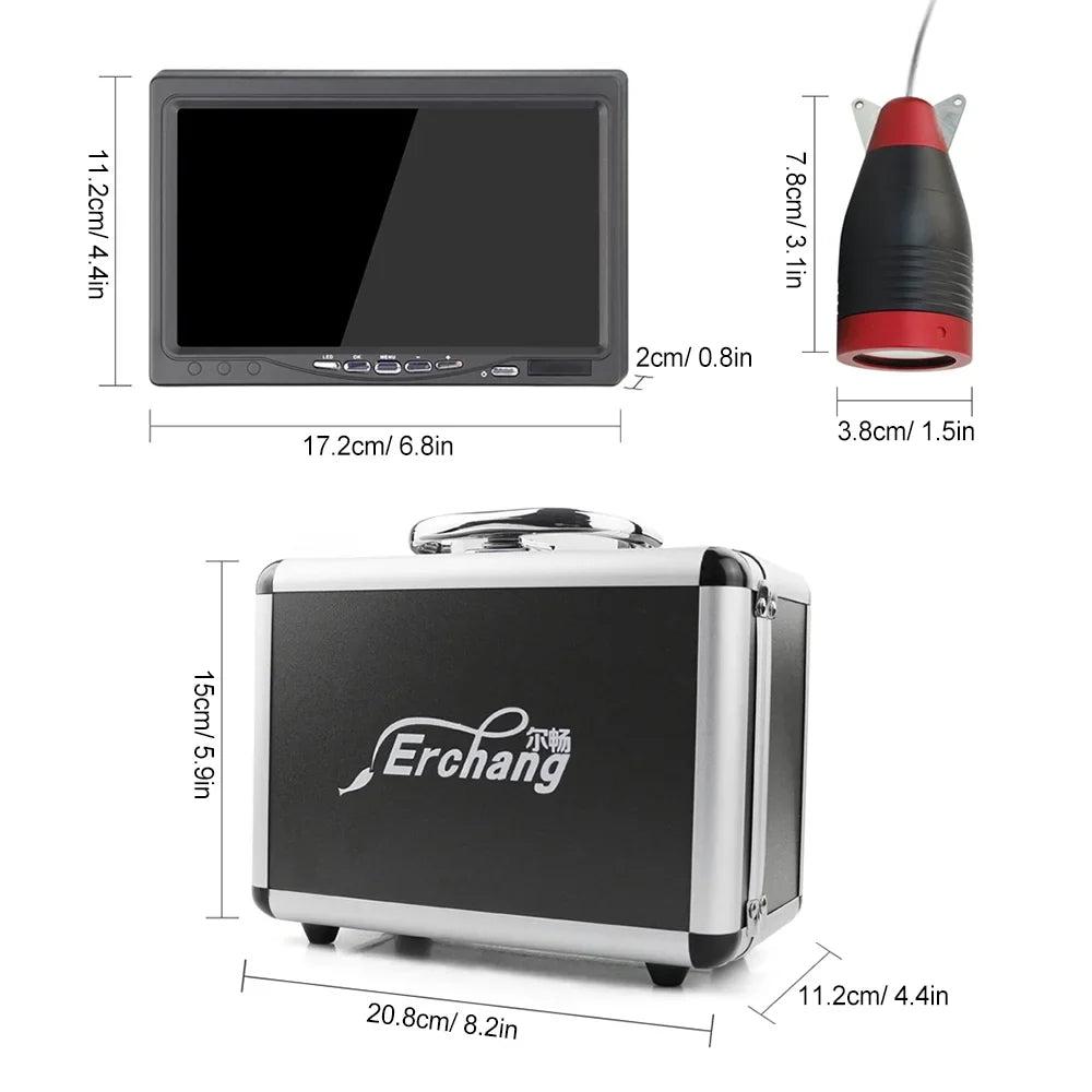 Erchang Underwater Fishing Camera Portable Fish Finder with 7 Inch for Boat Kayak Lake Sea Fishing Real Time , Uncover Underwater Secrets