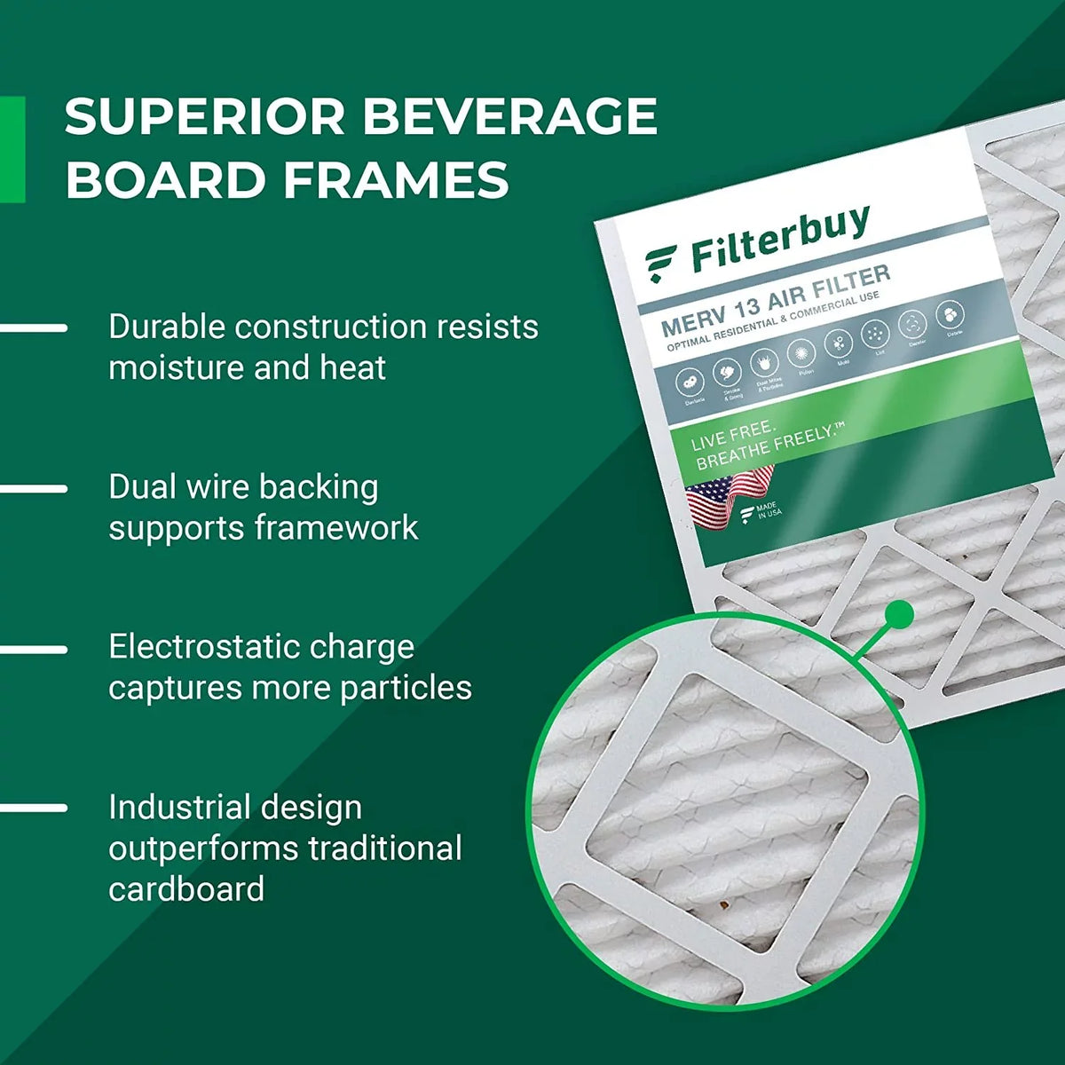 Filterbuy 16x30x4 MERV 13 Pleated HVAC AC Furnace Air Filters (6-Pack)