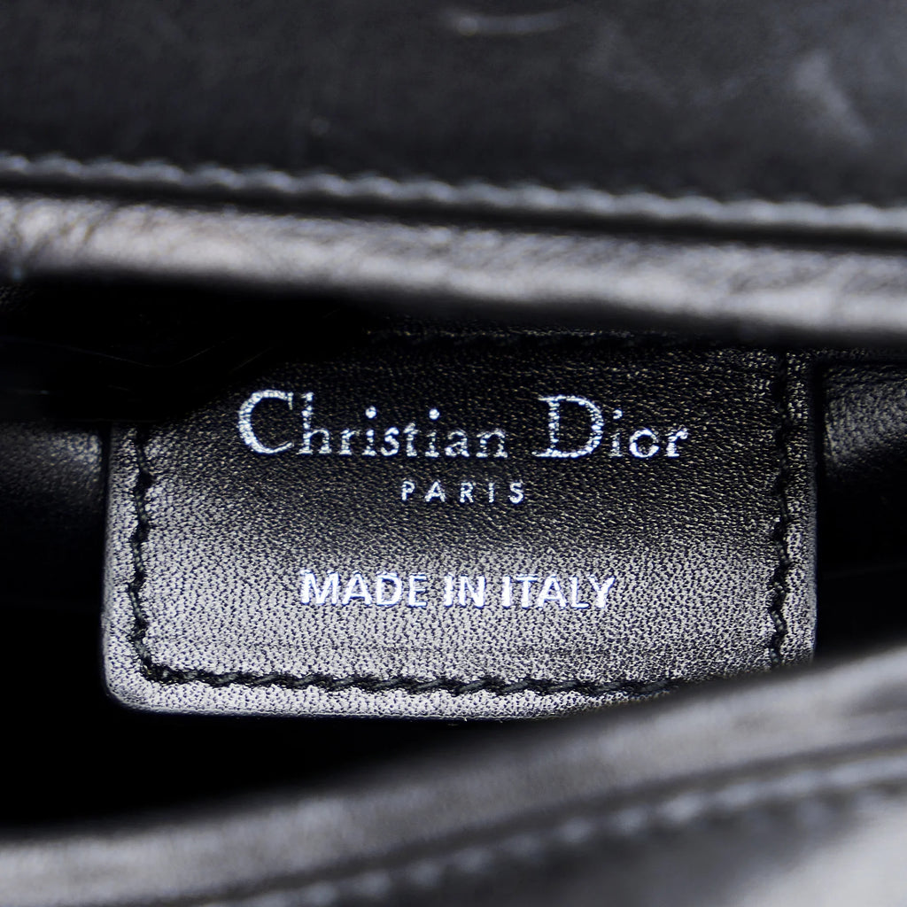 Pre-Owned Authenticated Medium Judgement Lady Dior Calf Leather Black Satchel Unisex (Good)