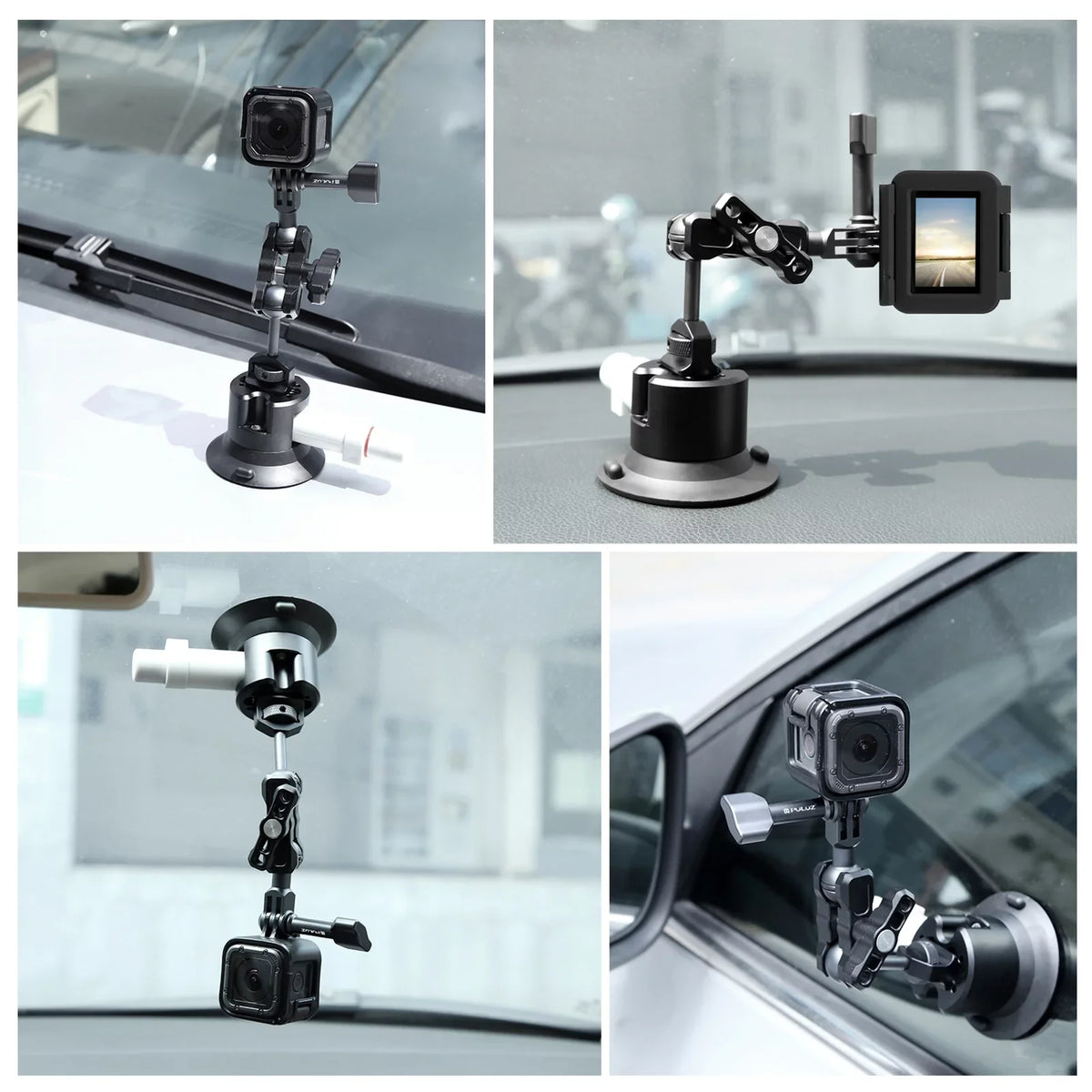 Anself Suction Cup Mount for Camera, Car Bracket Dual 360° Ballheads Replacement, Compatible with 11/10/9/8, Osmo 3/2