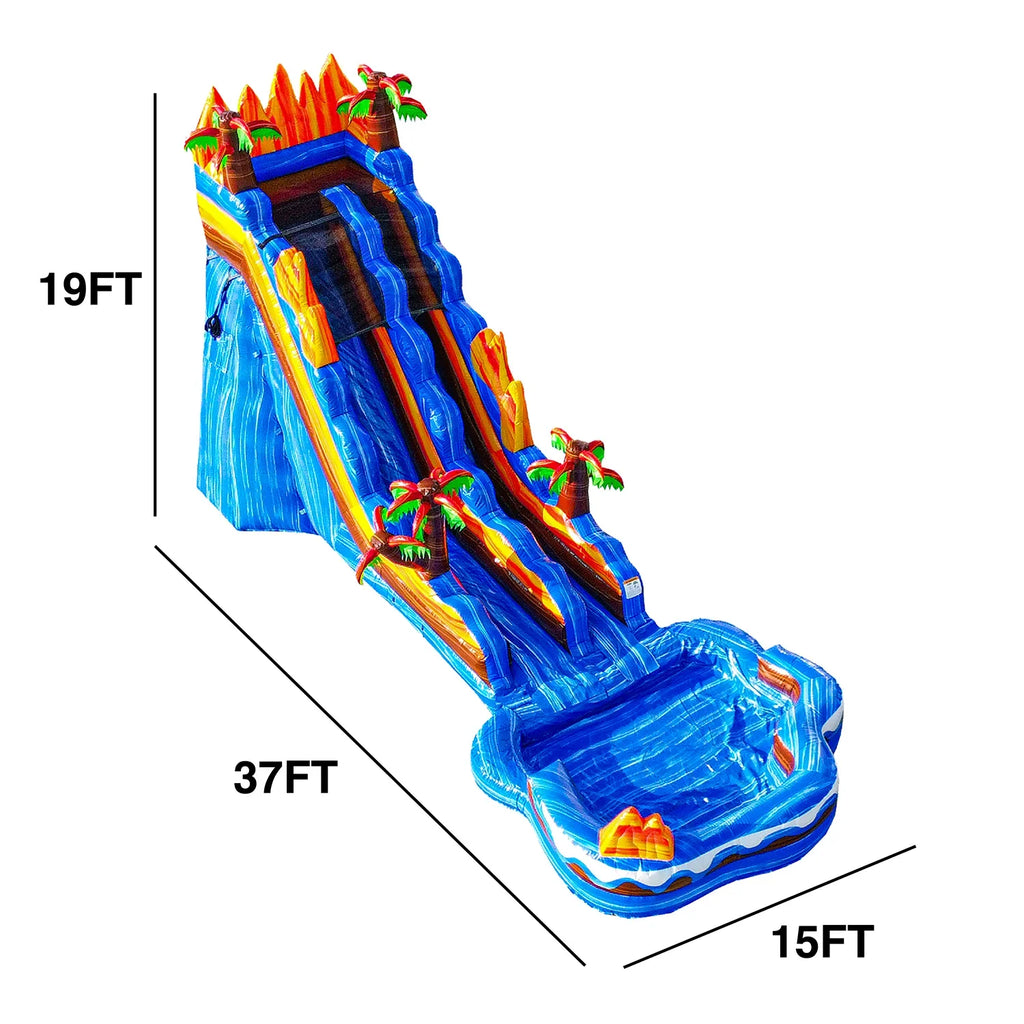 JumpOrange 19' Oasis Commercial Grade Water Slide Inflatable with Detachable Pool for Kids and Adults (with Blower), Outdoor Tall Waterslide, PVC Vinyl