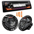 JVC KD-T91MBS Marine Stereo w/ CD, BT, USB, SiriusXM Ready, Amazon Alexa + Pair CS-DR6200M 6.5" Black Marine Speakers