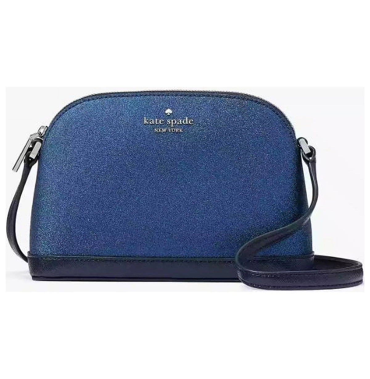 Kate Spade Crossbody Purse Tinsel Glitter Small Dome Blue Womens Accessories NEW