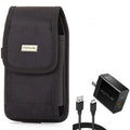 6ft Long Cable Fast Type-C 36W PD Home Charger w Holster Swivel Case Belt Clip for Samsung Galaxy A52 5G A51 5G A50 A33 5G A30s A20 A12 5G A11 - Sonim XP8 - Sony Xperia 5 II