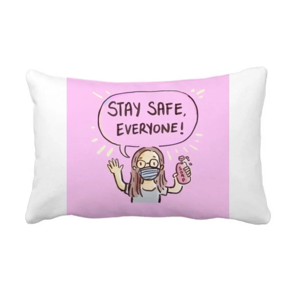 Stay Safe Everyone Facehead Respirator Throw Pillow Lumbar Insert Cushion Cover Home Decoration