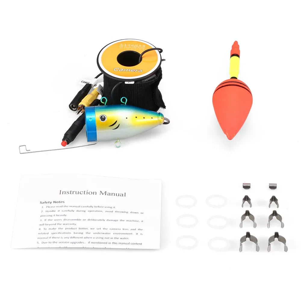 Mixfeer 1200TVL Underwater Fishing 24 LEDs Night Vision Waterproof Fish Shape Boat Ice Fishing Accessories with 15m30m50m Cable