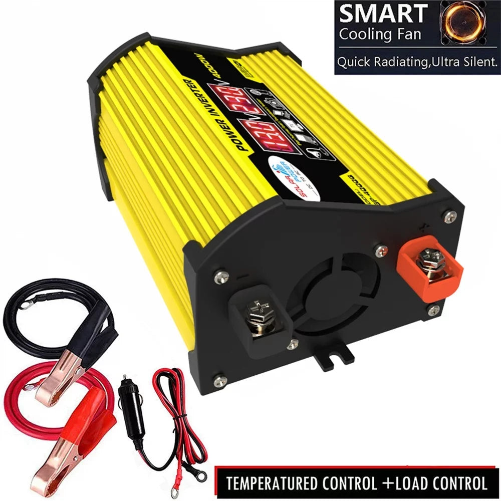 Gecheer Portable Inverter Car Power Inverters DC12Volt To AC110220Volt Transformer 4000W Modified SineWave Inverter Dual USB Display Auto Inverters