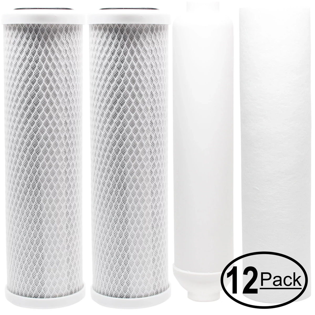 12-Pack Replacement for Filter Kit for Anchor Water Filter AF-5005 RO System - Includes Carbon Block Filters, PP Sediment Filter & Inline Filter Cartridge - Denali Pure Brand