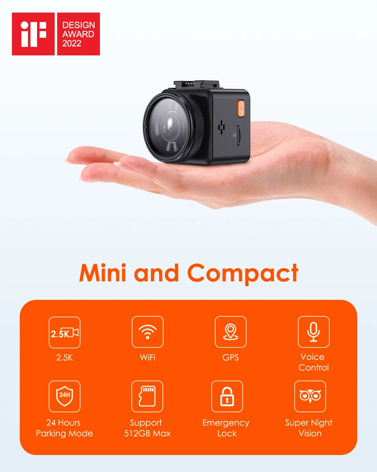Vantrue E1 2.7K WiFi Mini Dash Cam with GPS and Speed, Voice Control Front Car Dash Camera, 24 Hours Parking Mode, Night Vision, Buffered Motion Detection, APP, Wireless Controller, Support 512GB Max