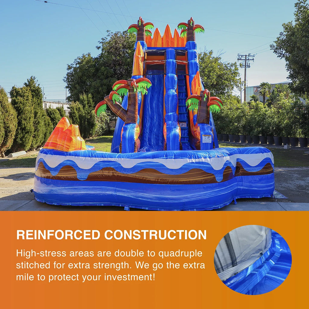 JumpOrange 19' Oasis Commercial Grade Water Slide Inflatable with Detachable Pool for Kids and Adults (with Blower), Outdoor Tall Waterslide, PVC Vinyl