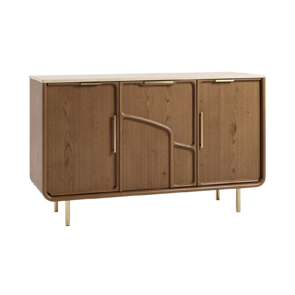 Modern Wooden Sideboard with Unique Textured Design