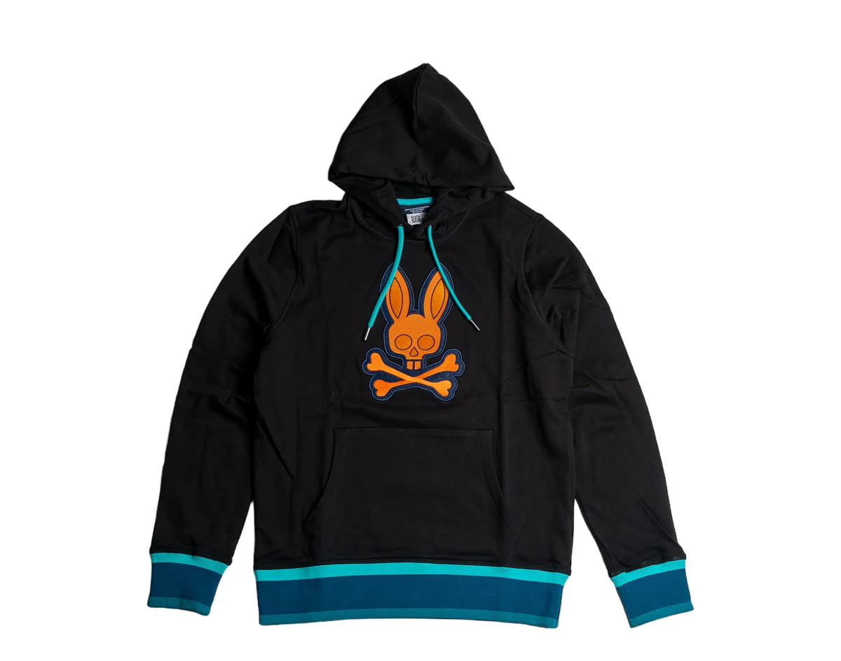 Psycho BunnyPsycho Bunny Corby Twill Logo P/O Men's HoodieBlackXXXL