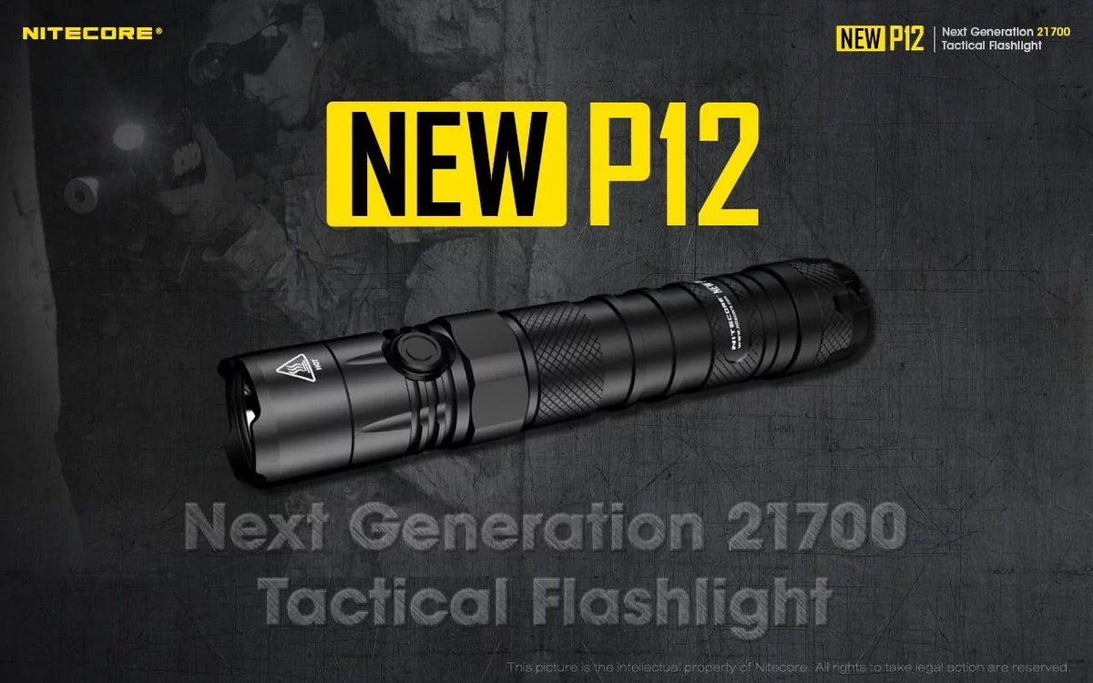 Nitecore New P12 Version LED Flashlight - 1200 Lumens w/NL2150HPR Battery, USB Cord, Offset Mount and RSW3 Pressure Switch