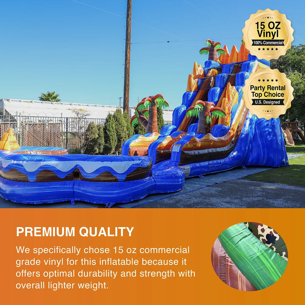 JumpOrange 19' Oasis Commercial Grade Water Slide Inflatable with Detachable Pool for Kids and Adults (with Blower), Outdoor Tall Waterslide, PVC Vinyl