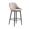 Modern Upholstered Bar Stool with Black Metal Frame and Comfortable Seating