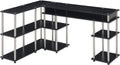 HOZO Designs2Go No Tools Office Contemporary Home Study, Modern Organization, 2-Piece Set (Desk, Console Table), Black