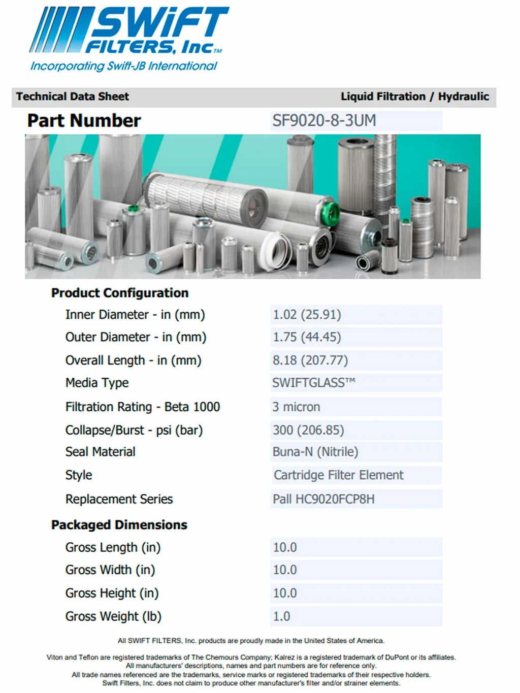 Direct Interchange for TAISEI KOGYO P-T-M3-3M rtridge Filter Element Microglass Construction 3 Micron