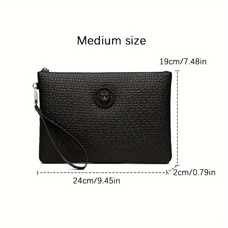 moocr Men‘s Fashion Business Clutch Bag Tiger Head Handbag Large Capacity Envelope Bag
