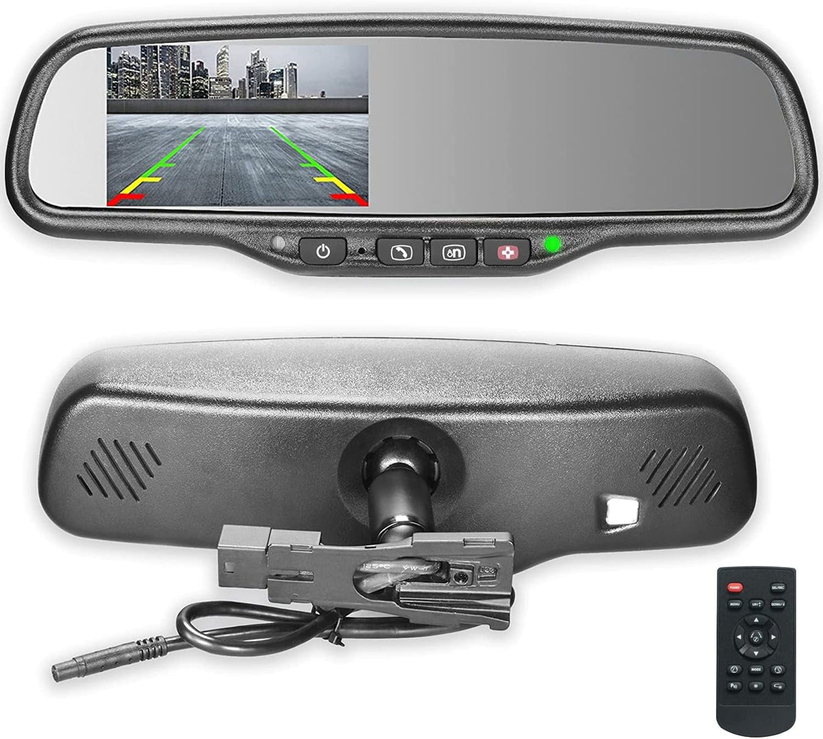 Master Tailgaters Universal OEM Rear View Mirror with 4.3" Auto-Adjusting Ultra Bright LCD, OnStar Buttons, and Compatibility for All Cars