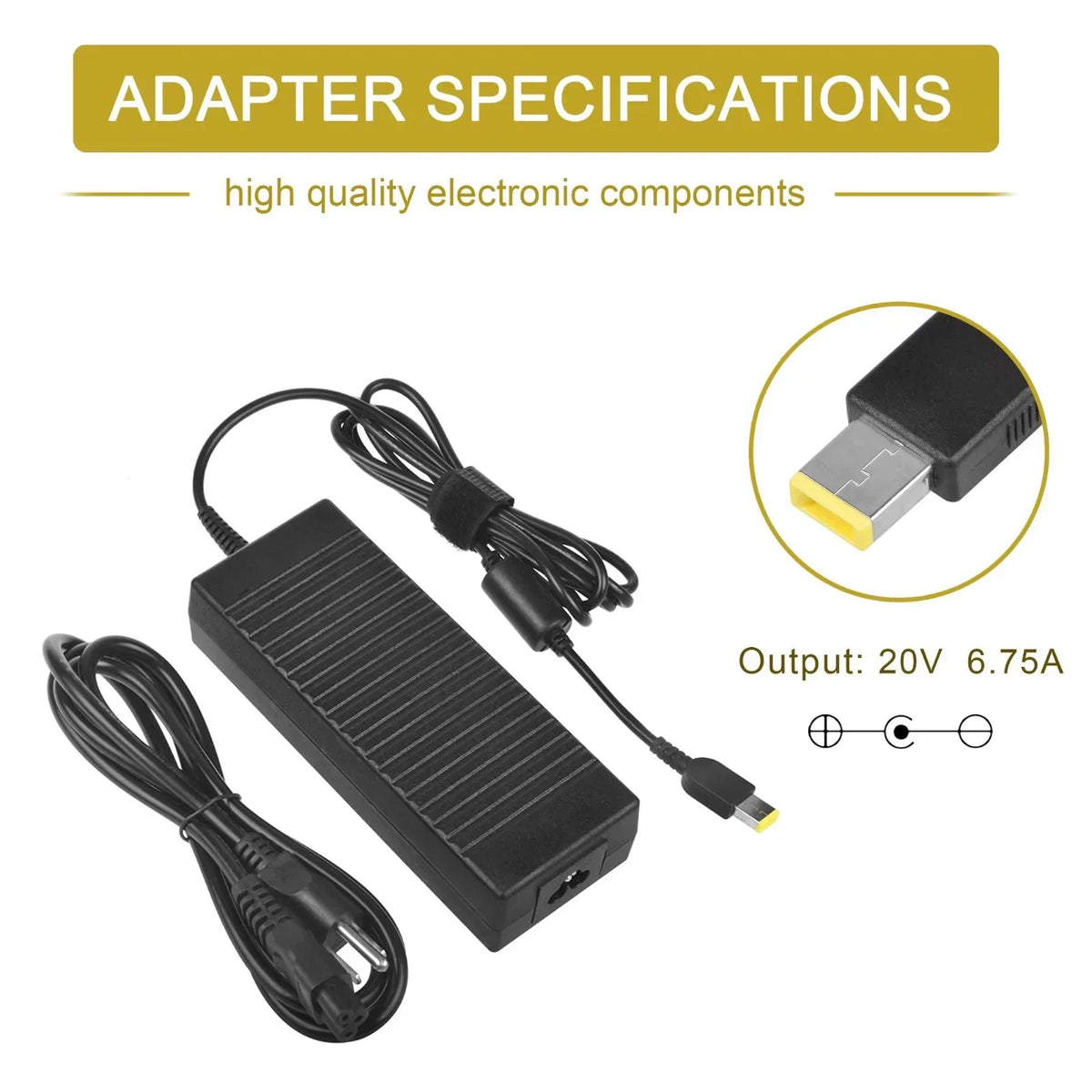 CJP-Geek 135W AC Adapter Charger for Y40-70 Y40-80 Y50-70 Power Cord 20V 6.75A