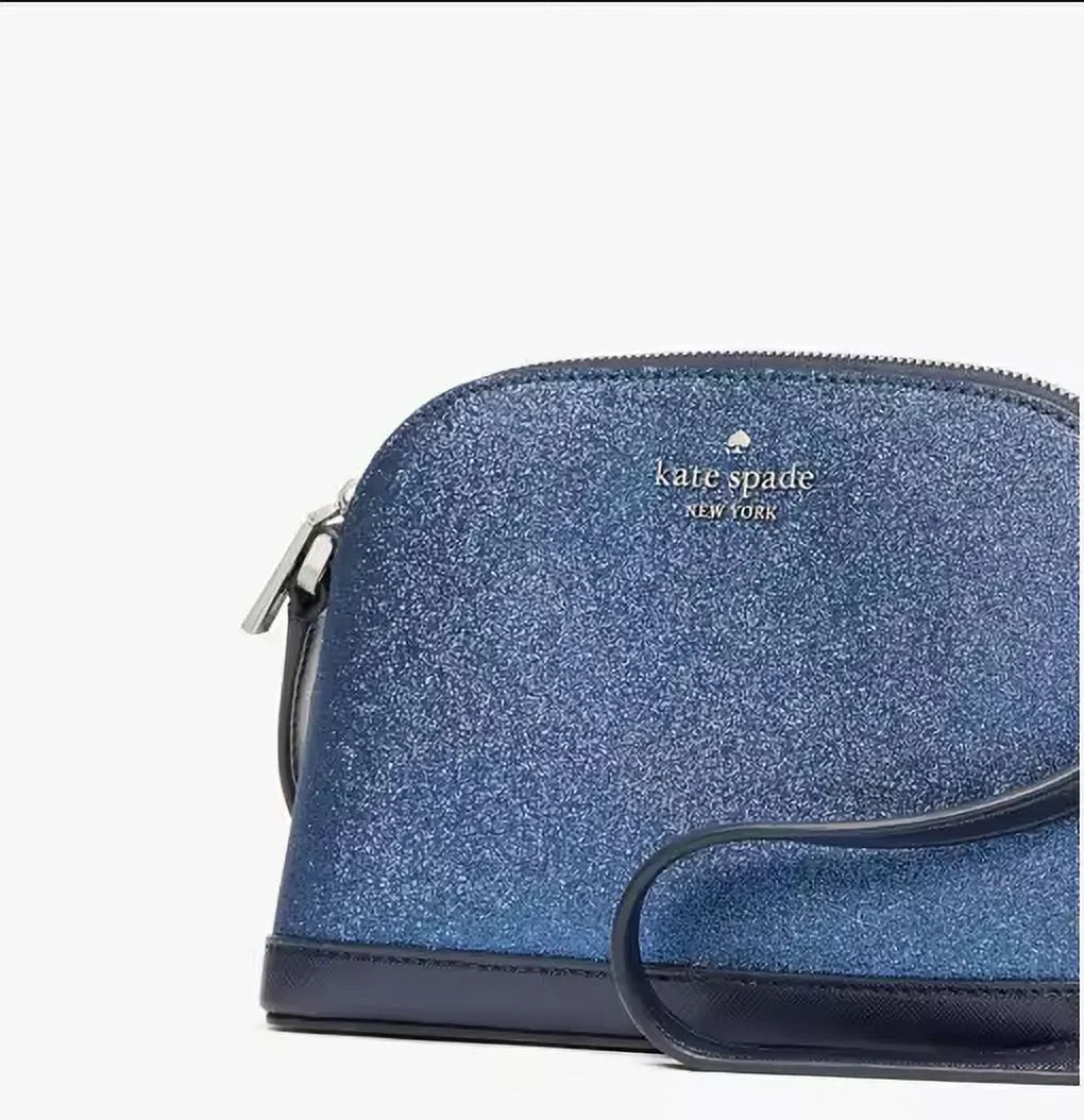 Kate Spade Crossbody Purse Tinsel Glitter Small Dome Blue Womens Accessories NEW