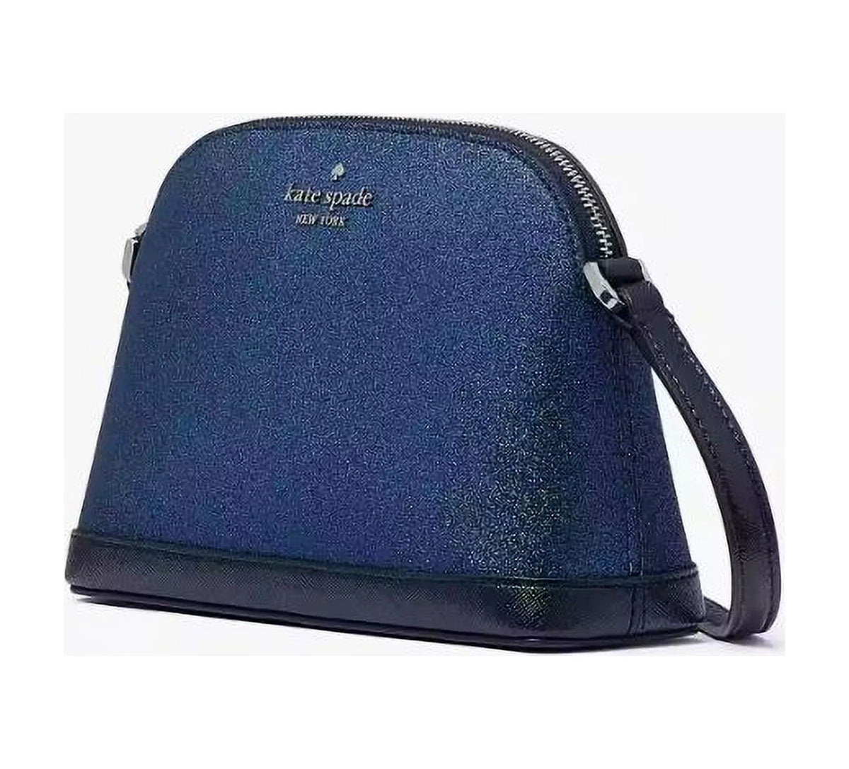 Kate Spade Crossbody Purse Tinsel Glitter Small Dome Blue Womens Accessories NEW