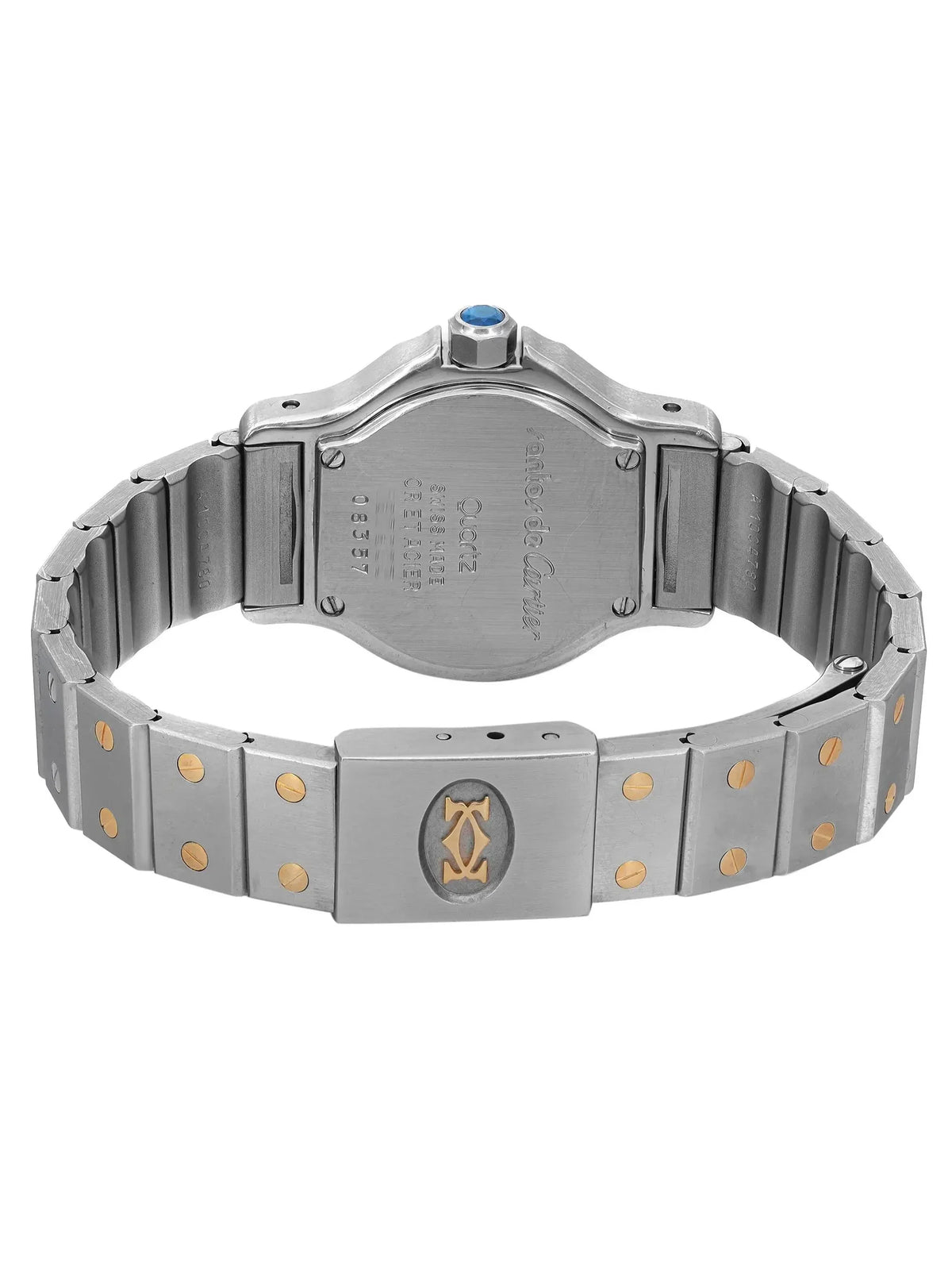 Pre-owned Cartier Santos Octagon 18K Yellow Gold Steel Cream Watch 187903 (Good)