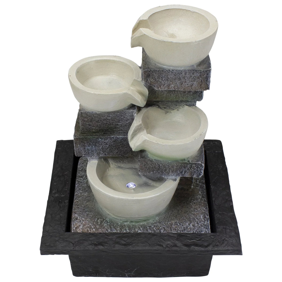 Northlight 11" LED Lighted Cascading 4-Tier Bowl Indoor Tabletop Water Fountain