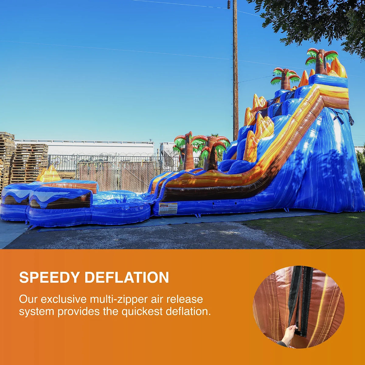 JumpOrange 19' Oasis Commercial Grade Water Slide Inflatable with Detachable Pool for Kids and Adults (with Blower), Outdoor Tall Waterslide, PVC Vinyl