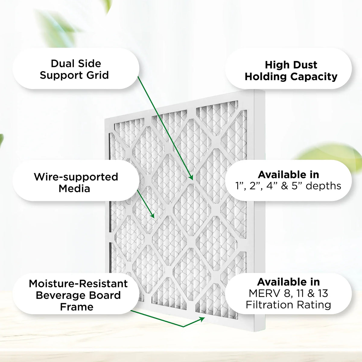 12x12x1 MERV 11, MPR 1000 Pleated AC Furnace 1" Air Filters by Pamlico. Case of 12. Actual Size: 11-1/2 x 11-1/2 x 3/4