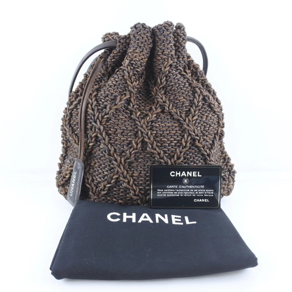 Pre-Owned Chanel Mesh Braided Leather Brown Women's Shoulder Bag (Good)