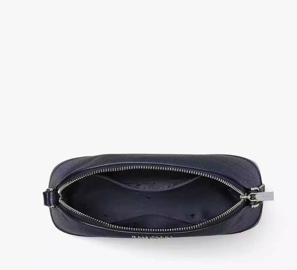 Kate Spade Crossbody Purse Tinsel Glitter Small Dome Blue Womens Accessories NEW