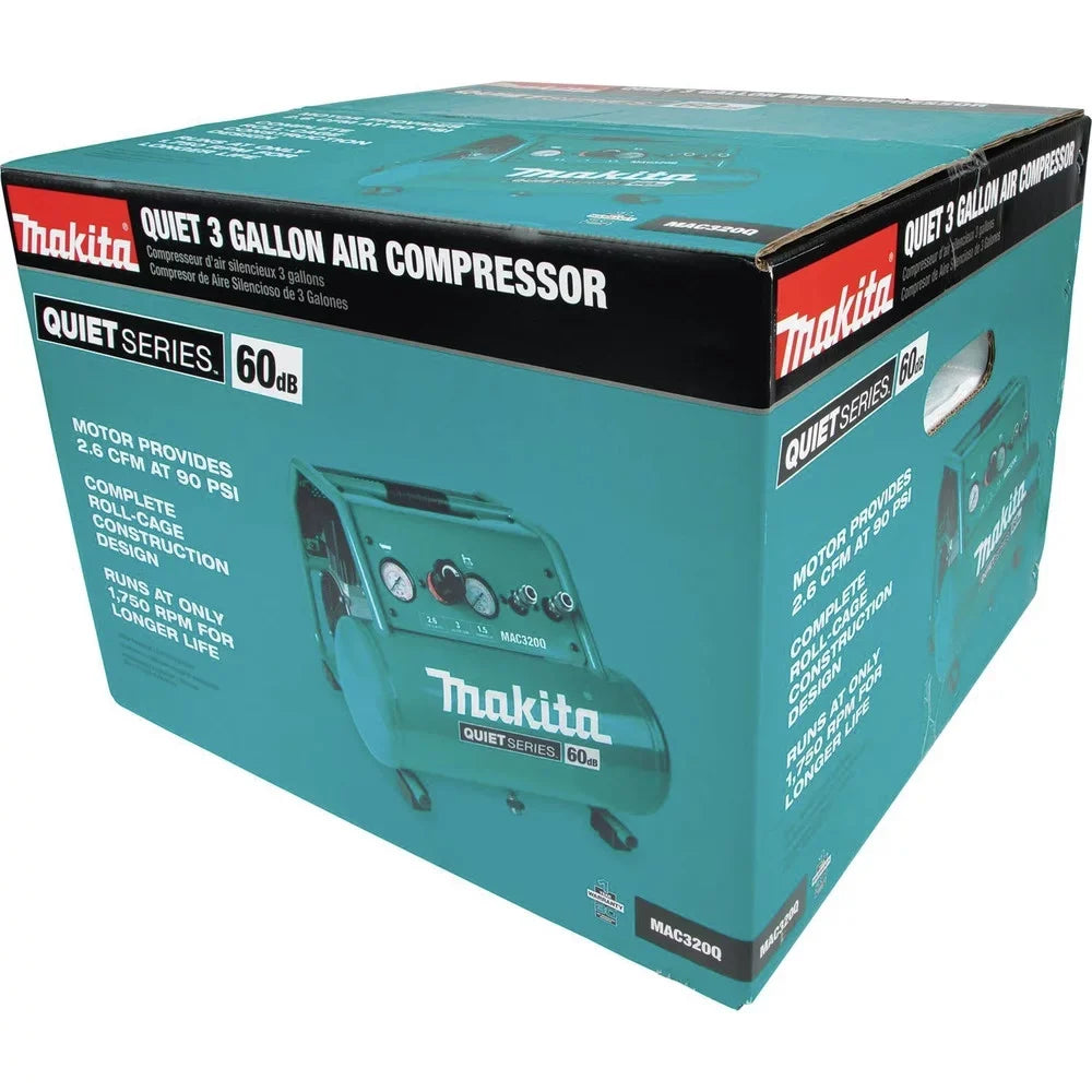 Makita MAC320Q Quiet Series 1-1/2 3 Gallon Oil-Free Hand Carry Air Compressor