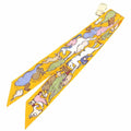 Pre-Owned HERMES Twilly Scarf Muffler Thousand and One Rabbits Mille et Un Lapins 2023 H064007S 04 Bouton D’or/Parm/Beige 100% Silk Hermes (Like New)