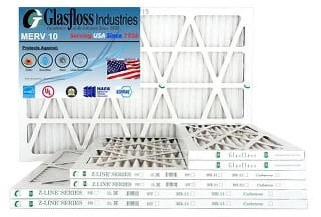 Glasfloss 12x36x1 - MERV 10 -Qty:6 - Furnace Air Filter - Made in USA (Actual Size: 11.5 x 35.5x7/8 inch)