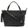 Pre-Owned GUCCI Soho Interlocking G Tote Bag Shoulder Tassel Leather Black 369176 (Good)