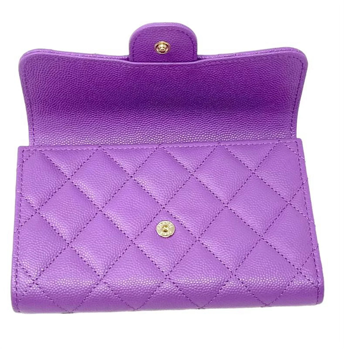 NEW Chanel Purple Quilted Leather Long Wallet Clutch Bag