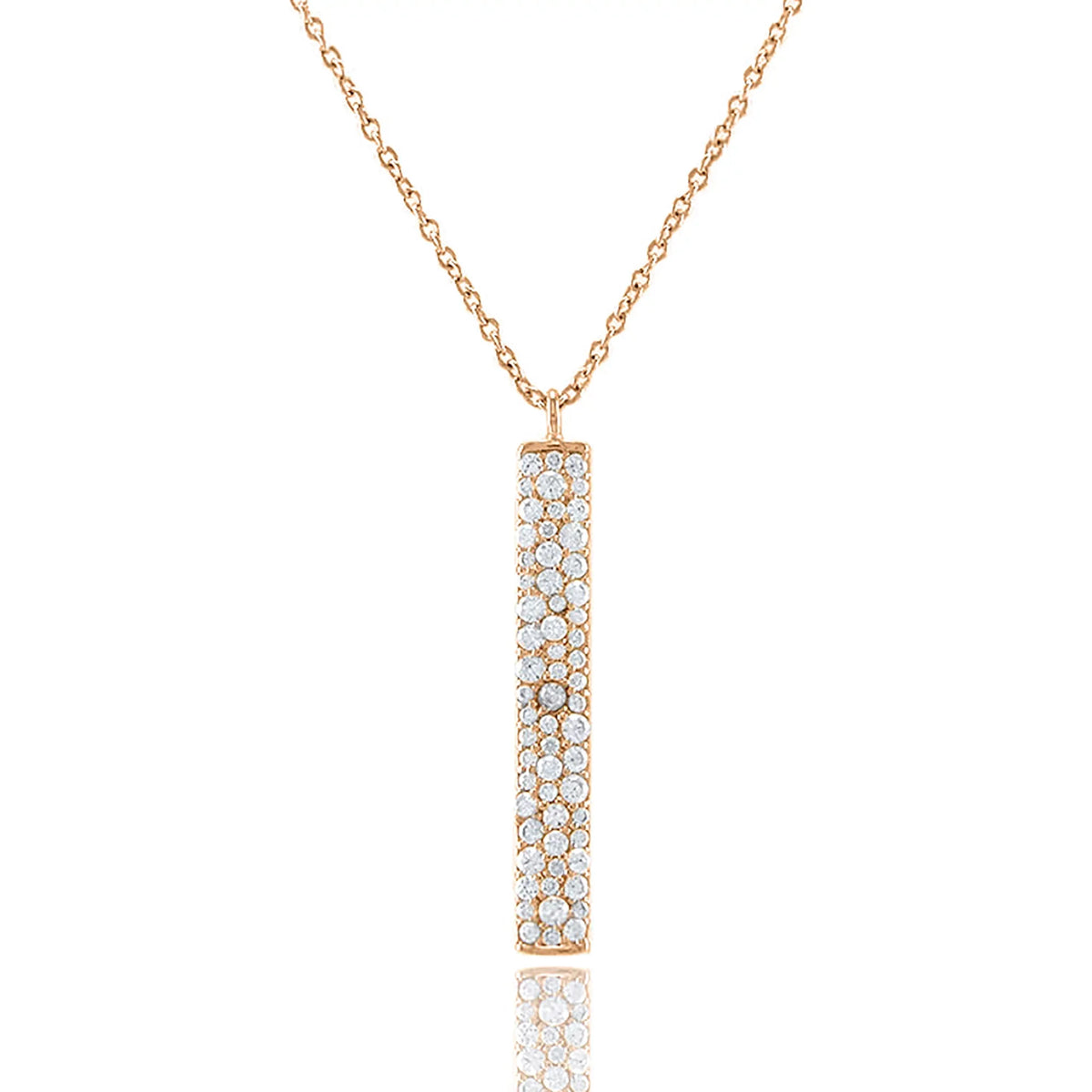 Blue Box Boutique Inc Rose Gold Plated Cubic Zirconia Accented Vertical Bar Pendant Necklace for Women, Teens