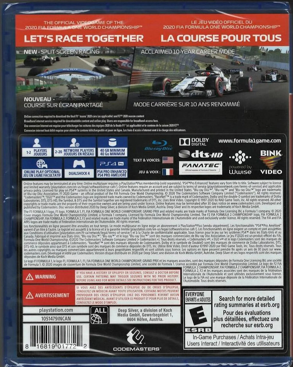 F1 2020 Standard Edition PS4 (Brand New Factory Sealed US Version) PlayStation 4