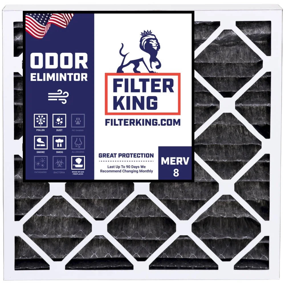 Filter King 14x20x1 Air Filter | 4-PACK | Carbon MERV 8 HVAC Pleated A/C Furnace Filters | MADE IN USA | Actual Size: 13.5 x 19.5 x .75"