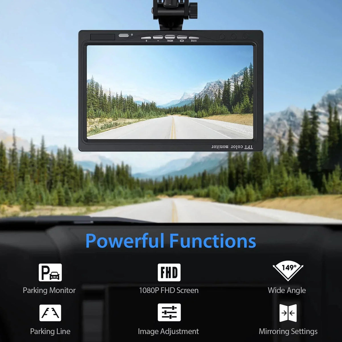 eRapta Backup Camera 7'' 1080P Front & Rear View Monitor Back up Camera for Car or Truck IP69 Waterproof Night Vision DIY Grid Lines AY7