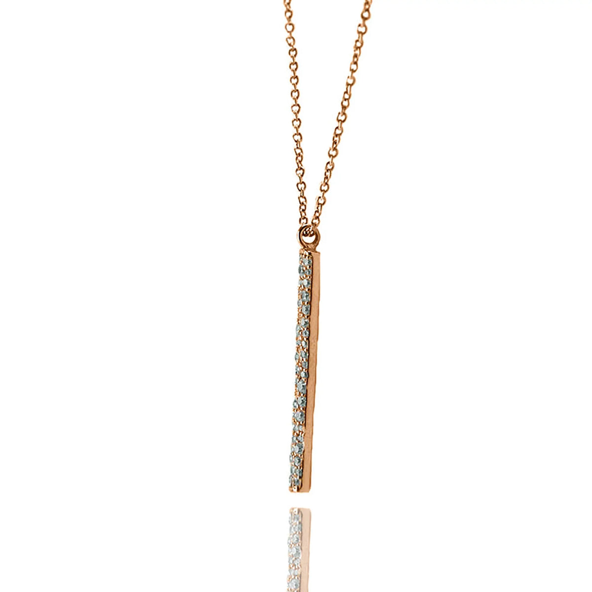 Blue Box Boutique Inc Rose Gold Plated Cubic Zirconia Accented Vertical Bar Pendant Necklace for Women, Teens