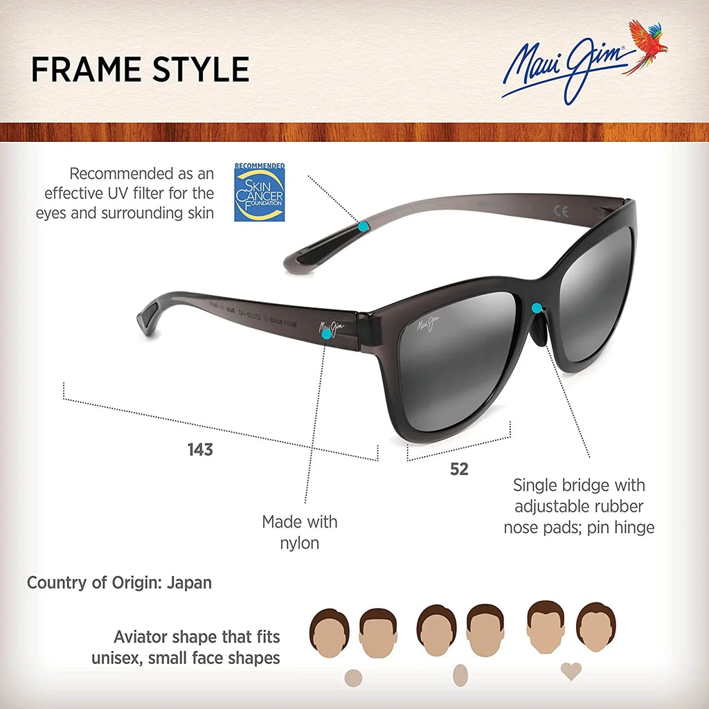 Maui Jim Women's Anuenue Polarized Classic Sunglasses, Translucent Grey/Neutral Grey, Medium