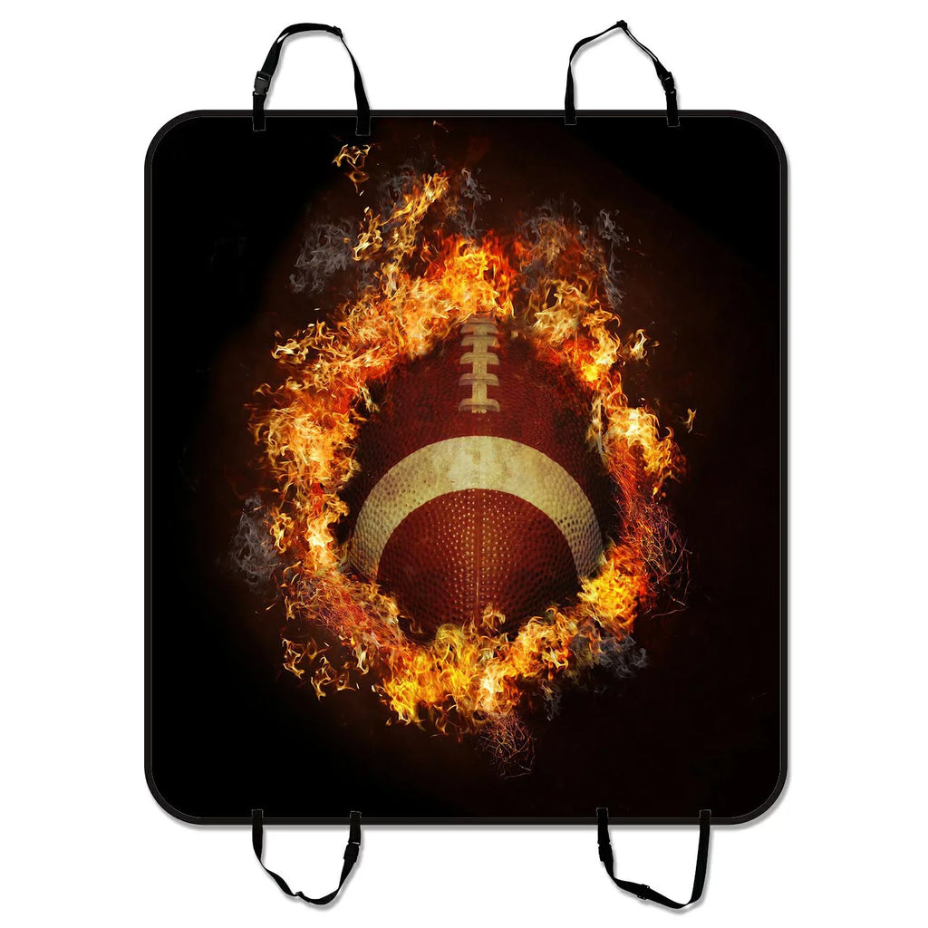 GCKG Spirit of Flaming American Football Pet Car Chair Cover Dog Car Chair Mat Hammock Cargo Mat Trunk Mat For Cars Trucks and SUV 54x60 inches