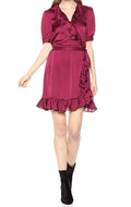 Jill Jill Stuart Women's Wrap Ruffle Dress (4, Wineberry)