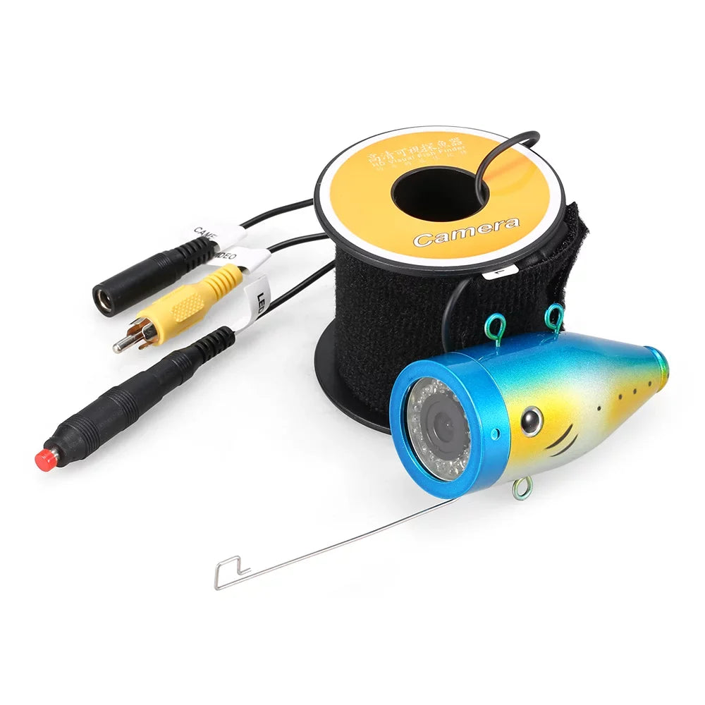 Mixfeer 1200TVL Underwater Fishing 24 LEDs Night Vision Waterproof Fish Shape Boat Ice Fishing Accessories with 15m30m50m Cable