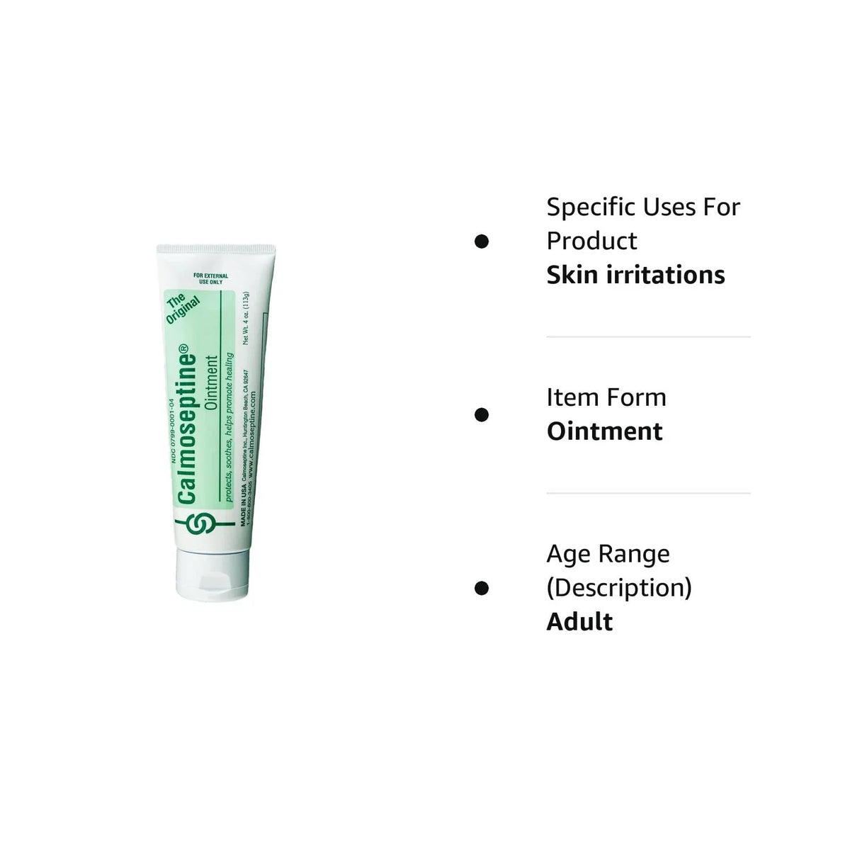 Calmoseptine Skin Protectant Ointment 4 oz. Tube (Set of 4)